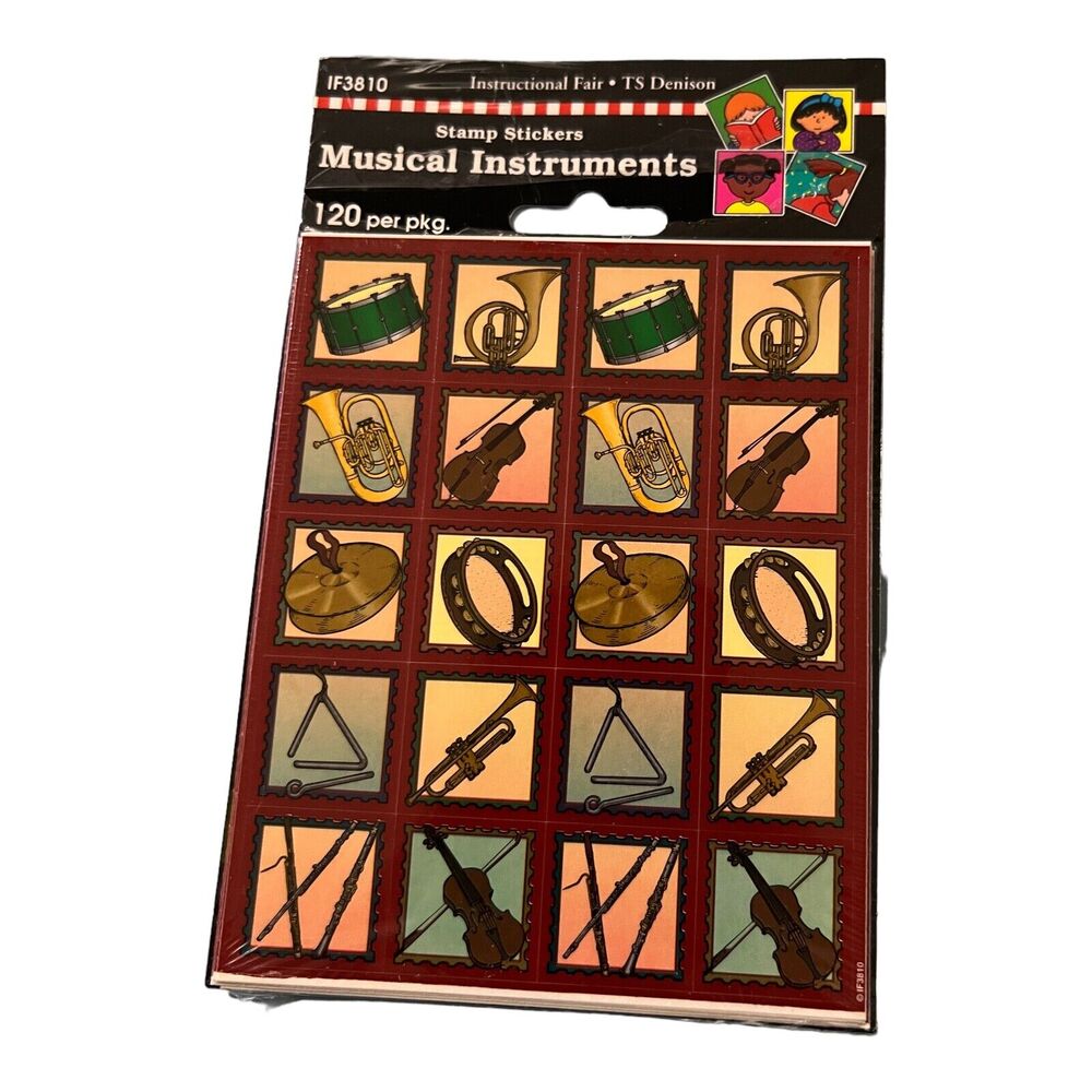 Vintage 1997 Instructional Fair TS Denison Musical Sticker Stamps 120 per Pack